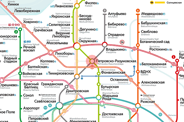 Petrovsko-Razumovskaya station map