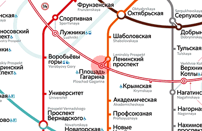 Ploshchad Gagarina station map