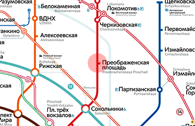 Preobrazhenskaya Ploshchad station map