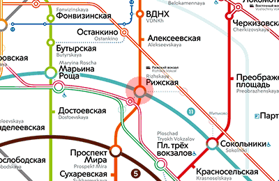 Rizhskaya station map