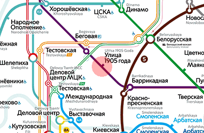Ulitsa 1905 Goda station map