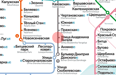 Ulitsa Akademika Yangelya station map