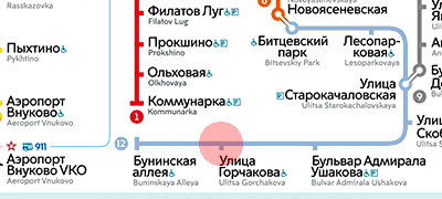 Ulitsa Gorchakova station map