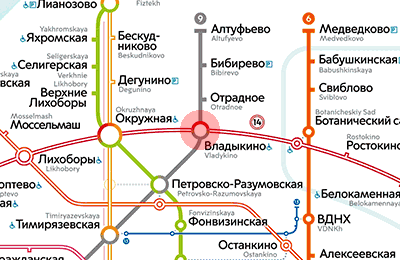 Vladykino station map
