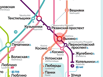 Vykhino station map