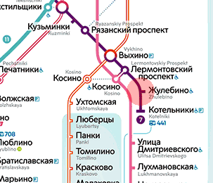Zhulebino station map