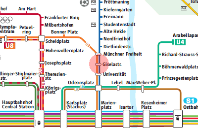 Giselastrasse station map