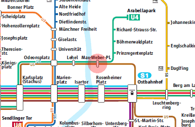 Max-Weber-Platz station map