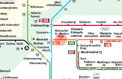 Moosacher St.-Martins-Platz station map