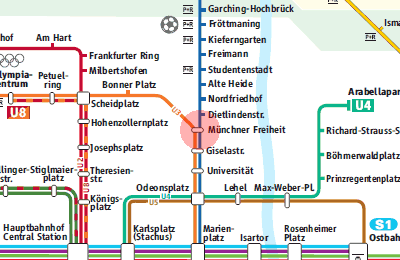 Munchner Freiheit station map