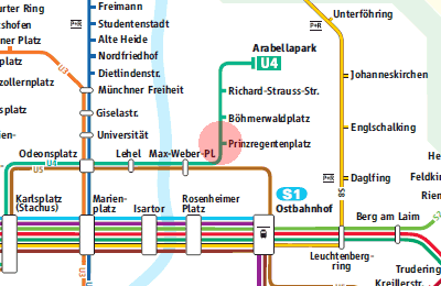 Prinzregentenplatz station map