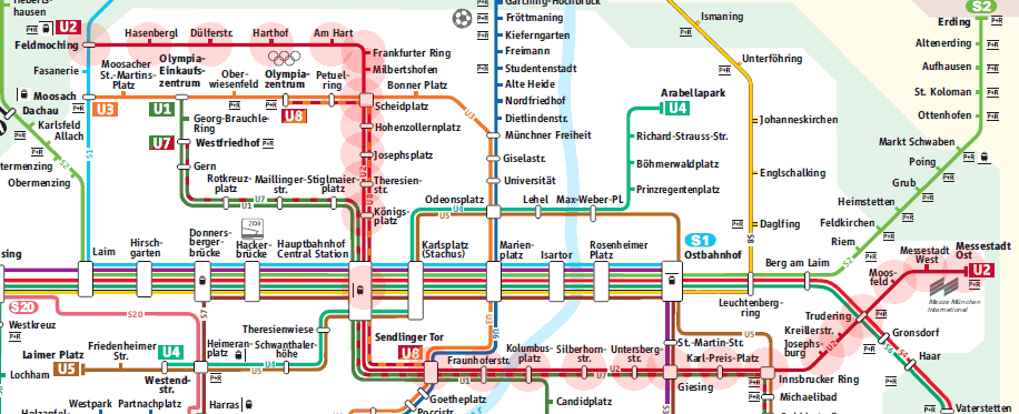 Munich U-Bahn U2 map