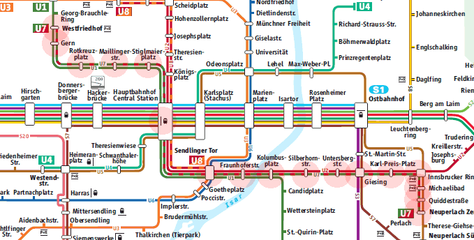 Munich U-Bahn U7 map