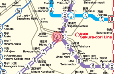 E01 Kanayama station map