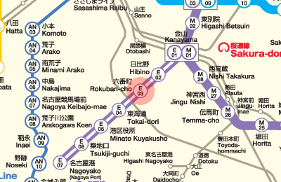 E03 Rokuban-cho station map