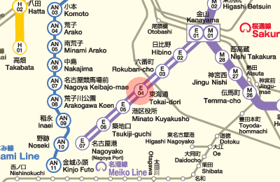 E04 Tokai-dori station map