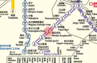 E05 Minato Kuyakusho station map
