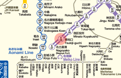 E06 Tsukiji-guchi station map