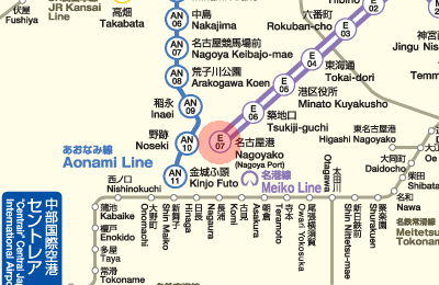 E07 Nagoyako (Nagoya Port) station map