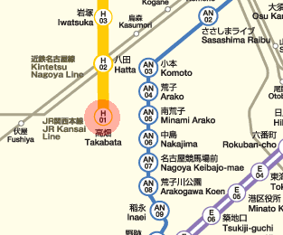H01 Takabata station map