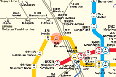 H07 Kamejima station map