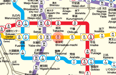 H11 Shinsakae-machi station map