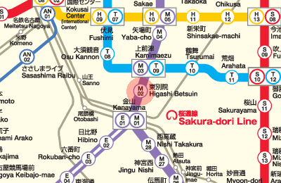 M02 Higashi Betsuin station map