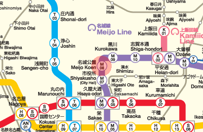 M08 Meijo Koen station map