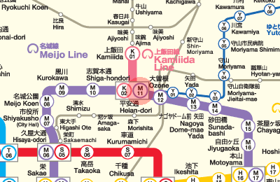 M11 Heian-dori station map