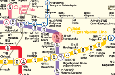 M15 Chayagasaka station map