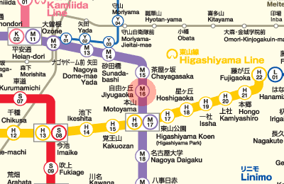M16 Jiyugaoka station map