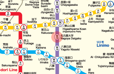 M18 Nagoya Daigaku station map