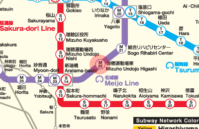 M22 Mizuho Undojo Higashi station map