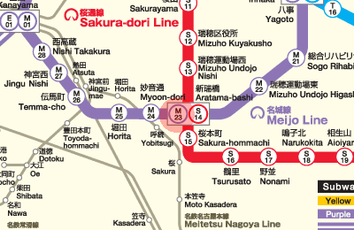 M23 Aratama-bashi station map