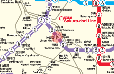 M27 Jingu-Nishi station map