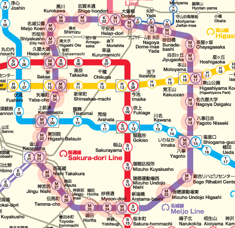 Nagoya subway Meijo Line map