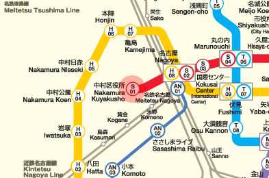 S01 Nakamura Kuyakusho station map