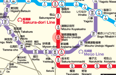 S13 Mizuho Undojo Nishi station map