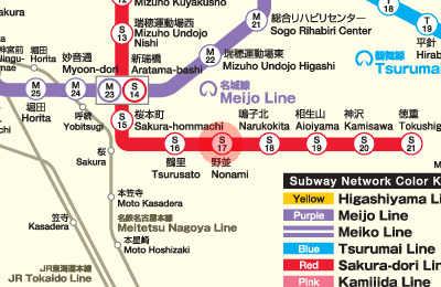 S17 Nonami station map