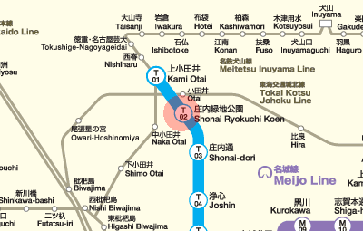 T02 Shonai Ryokuchi Koen station map