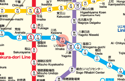 T14 Irinaka station map