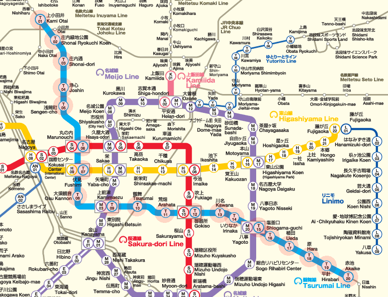 Nagoya subway Tsurumai Line map
