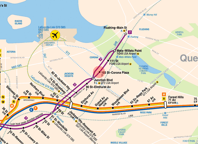 103rd Street-Corona Plaza station map