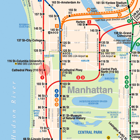110th Street-Cathedral Parkway station map