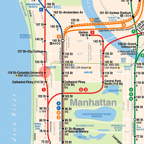 116th Street-Columbia University station map