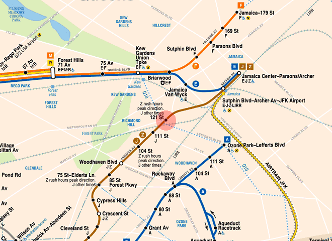 121st Street station map
