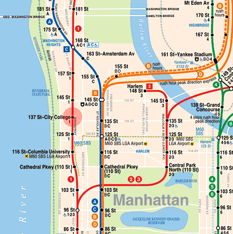 137th Street-City College station map