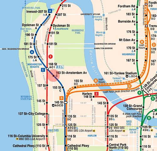 163rd Street-Amsterdam Avenue station map