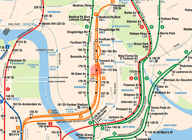 174th-175th Streets station map