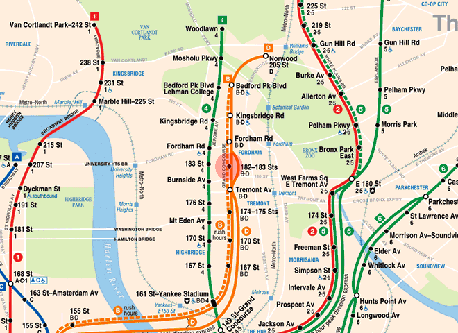 182nd-183rd Streets station map